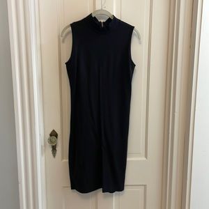 Isda and Co black knit sleeveless mock t-neck midi dress NWT